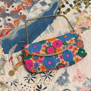 Floral Multicolor Chain Strap Clutch